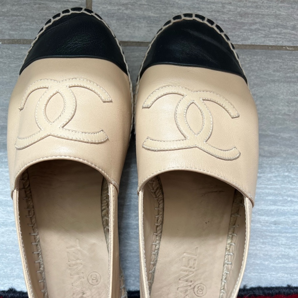 Chanel espadrilles lamb skin leather